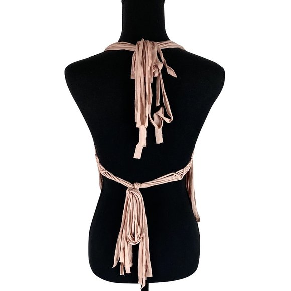 Forever 21 Nude Crochet Fringe Halter Top - Picture 3 of 7